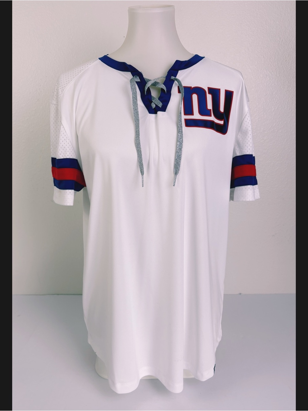 New York Giants Fanatics Women's XL Lace
Up Jersey Style Shirt White NFL